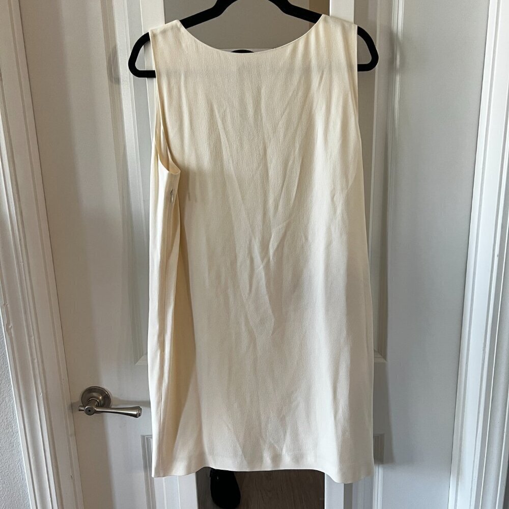 Theory Rosina Crepe V-Neck Shift Dress – Ivory – Size 12 (New With Tags) - Picture 7 of 7